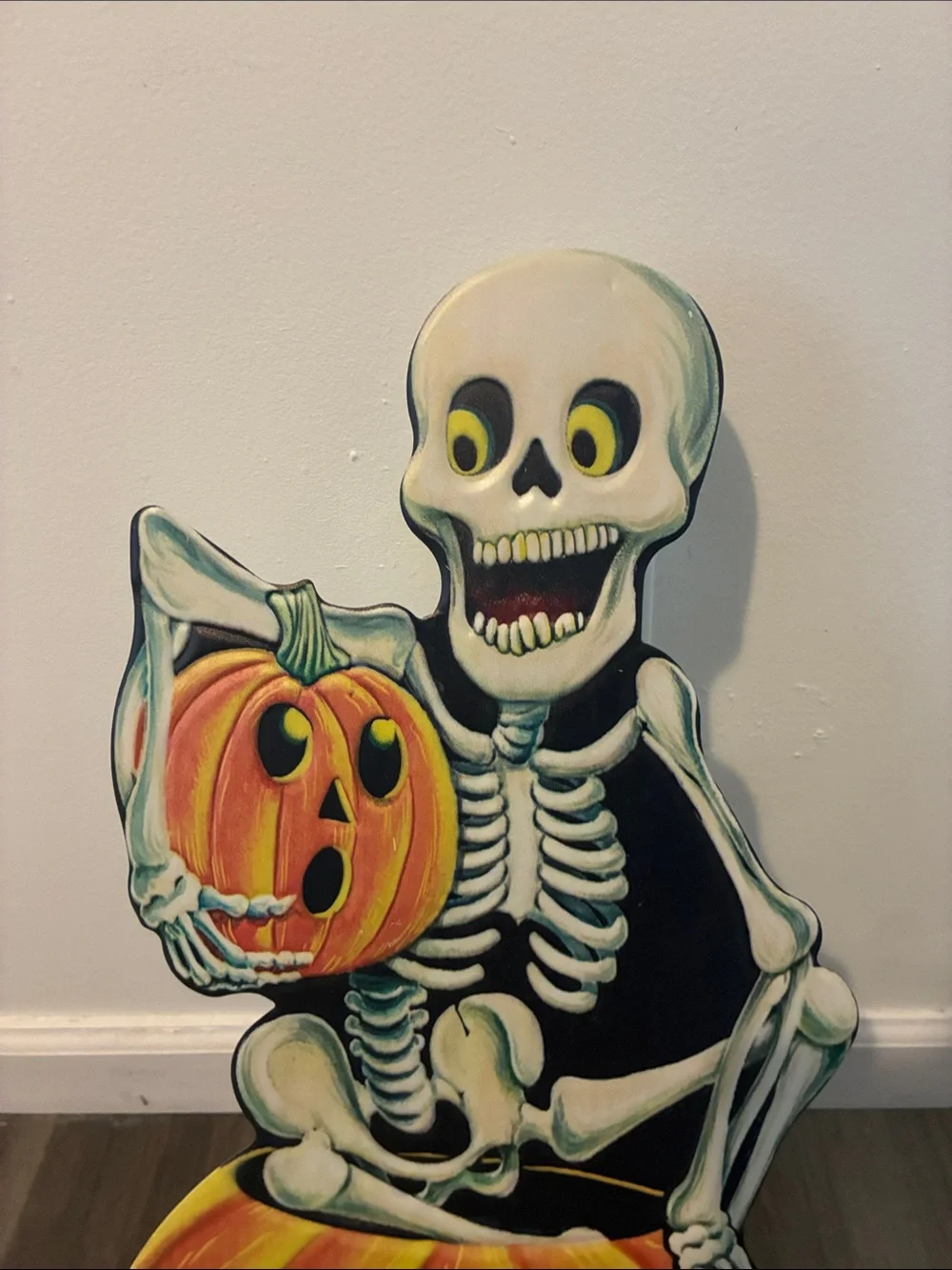NWT- 23” Skeleton & Jack-o-lanterns Halloween Metal Easel Stand Sign Porch Decor